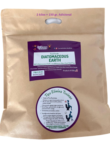Tierra de Diatomeas Food Grade (Grado Alimenticio). 2. Kilo + 150 gramos. Consumo Humano. Orgánica importada de EEUU