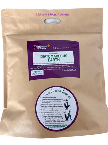 Tierra de Diatomeas Food Grade (Grado Alimenticio). 2. Kilo + 150 gramos. Consumo Humano. Orgánica importada de EEUU