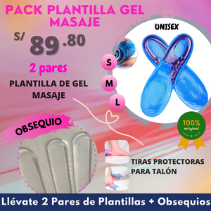 Pack Plantilla Gel Masaje (Plantilla + OBS. Tiras Protectoras para Talón.)